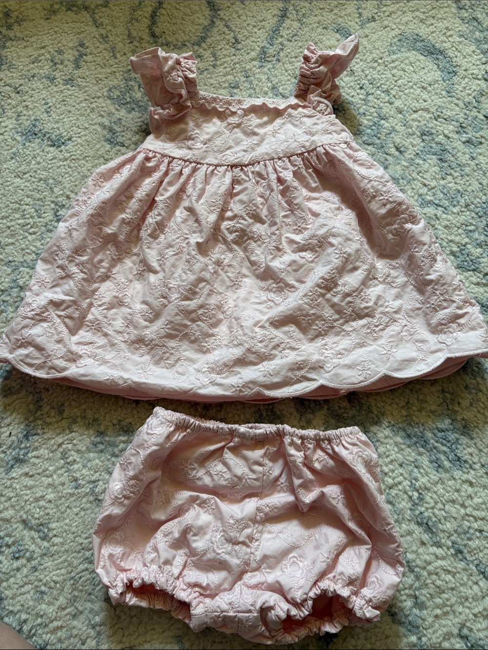 Sincerly Jules Pale Pink Embroidered Dress with Matching Bloomers